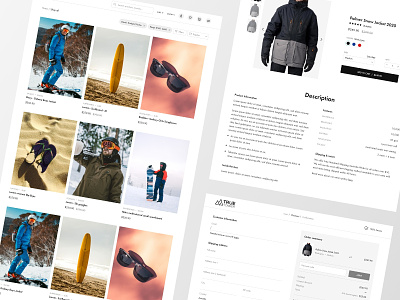 Snow & surf ecomm | product & checkout checkout clean concept ecommerce gears layout product page snow snowboard surfboards surfing ui ux ui design web design website