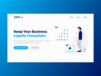 Zaptax landing page business compliance hero section illustrations landing page layout legal legal adviser ui ux ui design web design website