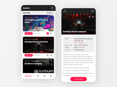 EDM event booking app #1 app app design booking card concept concert edm event mobile mobile app music ui ux