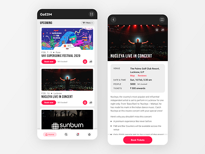 EDM event booking app #2 app app design booking cards clean concept concert edm event mobile mobile app music ui ux ui design