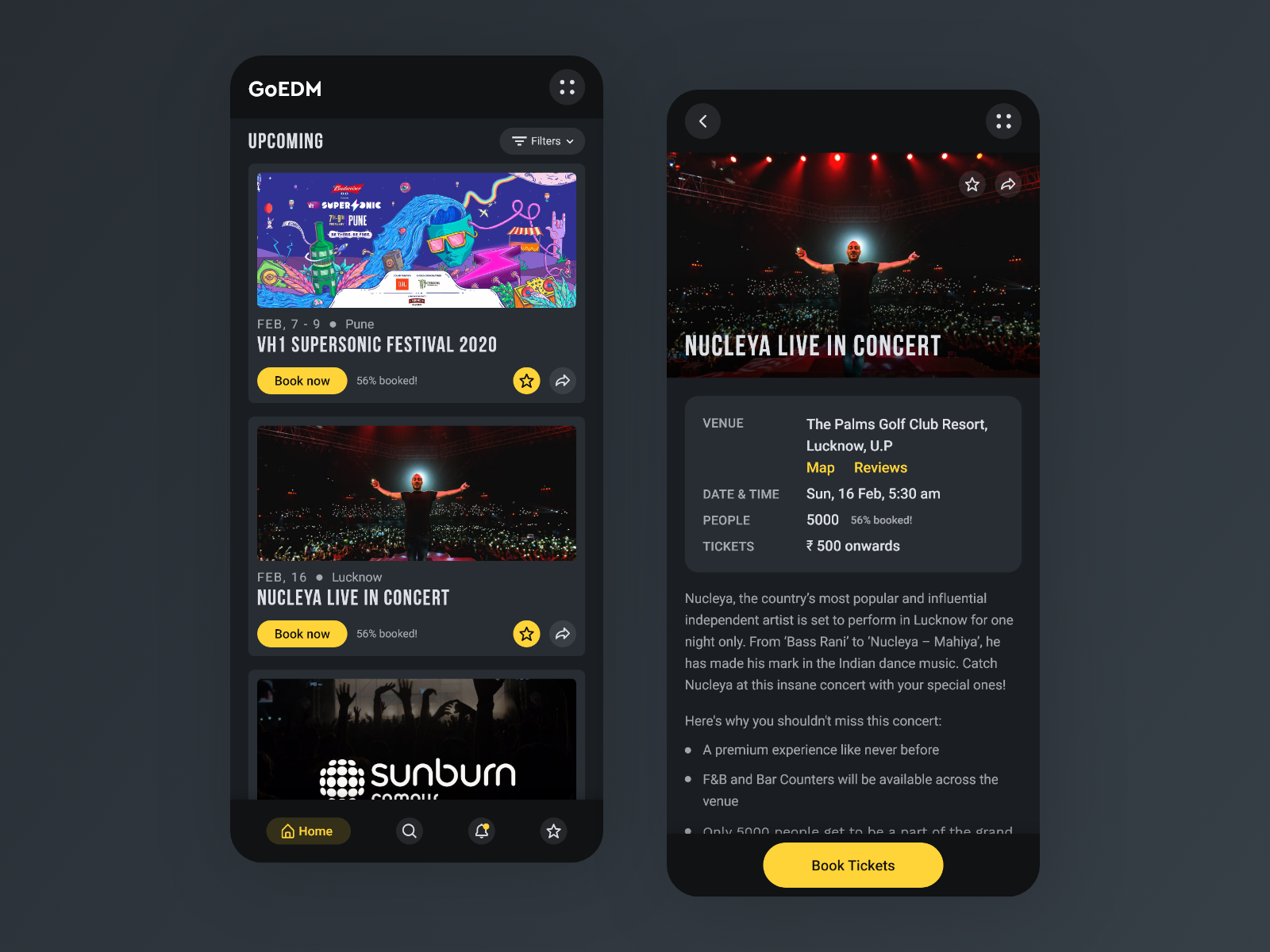 EDM event booking app 3 by Rekhchand Sahu on Dribbble