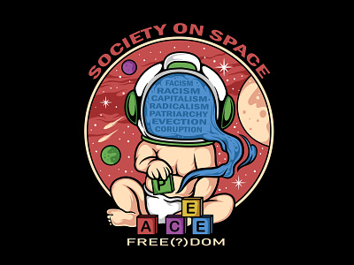 society on space 3 apparel artwork cartoon clothing design graphic design illustration t shirt design vector vector art