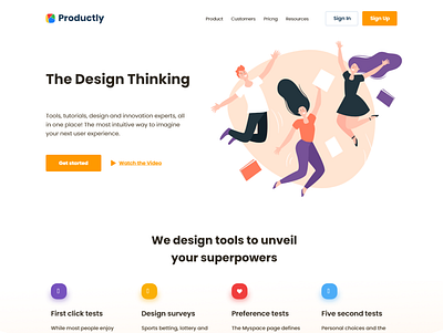 Productly app design illustration web