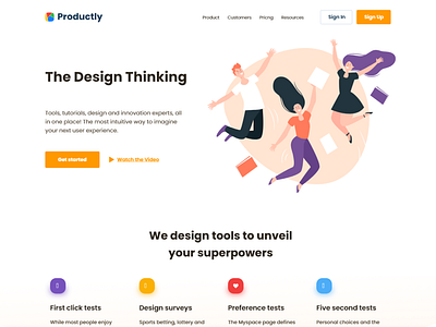 Productly app design illustration web