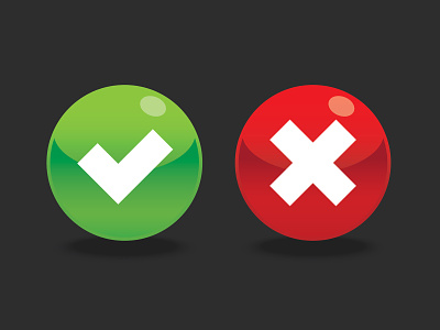 Shinny vote graphic buttons, check mark & cross mark 3d button checkmark checkmarks cross design flat game graphic green icon illustration isometric off on off red typography ui ux vector