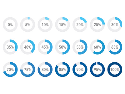 Segment of blue infographic pie chart icons 10% - 100% dashboard design donut chart element flat graphic infographic percentage pie pie chart piechart slice statistics ui design
