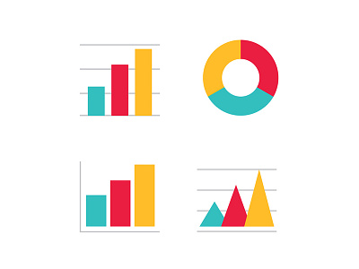 Colorful business graph bars & pie chart icon set bar business chart design diagram flat graph grow histogram icon illustration inforgraphic interface investment pie statistic ui ux vector web