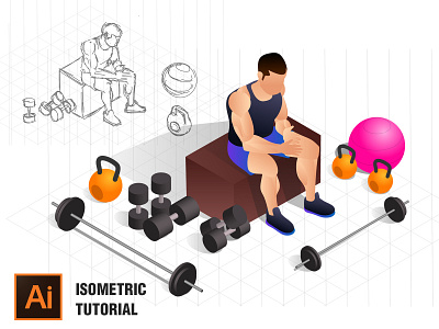Isometric fitness illustration adobe illustrator tutorial