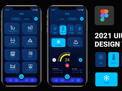 Neumorphism UIUX design for smart home mobile app