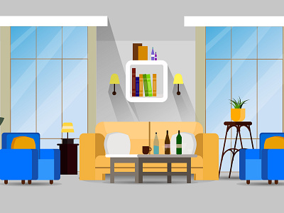 flat design illustration room