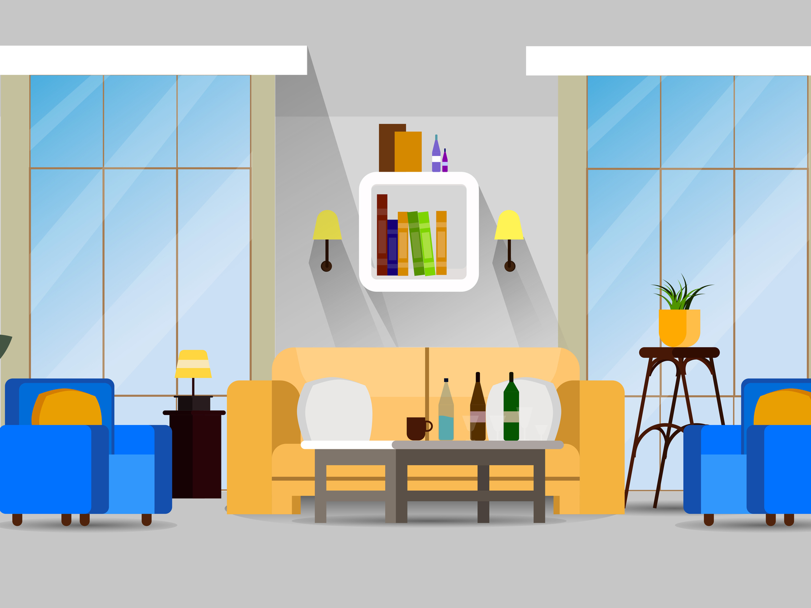 flat design illustration room by Joshuaprakash on Dribbble