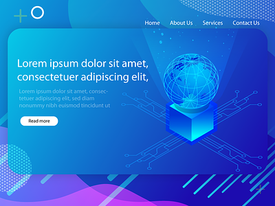 Isometric Landing page UI design with abstract background