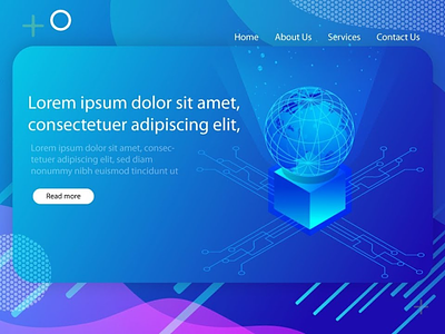 isometric Landing Page UI design of Artificial int