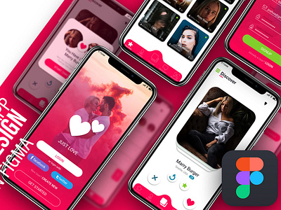 Figma UI design & prototyping tutorial. Dating app  UI kit