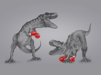 T-Rex Boxing black boxing red t rex white