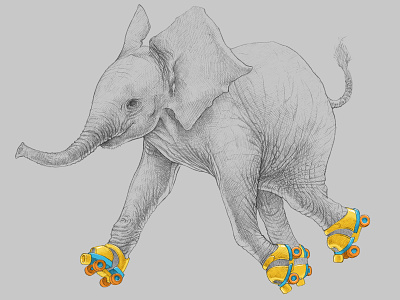 Need For Speed drawing elephant skates sketch threadless