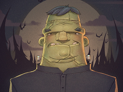 Frank dark frank frankenstein funny halloween illustration