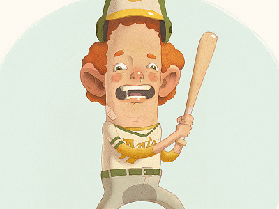 The Face of Confidence baseball character drawing ginger illustration kid retro vintage