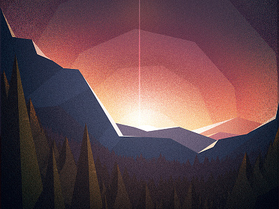 The Arrival color environment landscape mountains poly texture trees vector