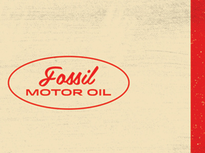 Fossil Tin Design distressed fossil oil vintage