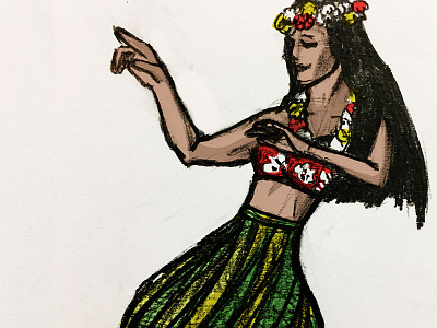 Hula Drib dancing girl hawaii hula sketches vacation