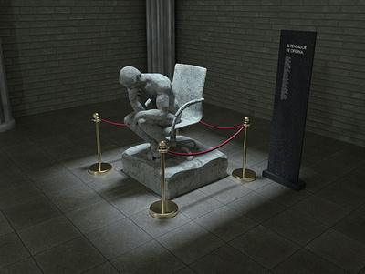The Office Thinker 3d 3d art blender cgi cinema4d illustration octanerender sculpture