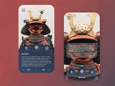 Samurai app history interface japan mobile museum ui ux warrior музей приложение самурай япония