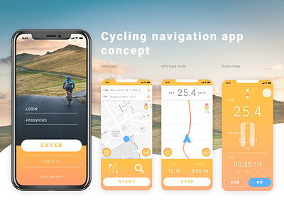 Concept of navigation app for cyclists app bicycle bike concept navigation ui ui design user interface ux ux design