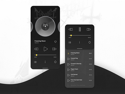 Music Player App Concept in dark theme