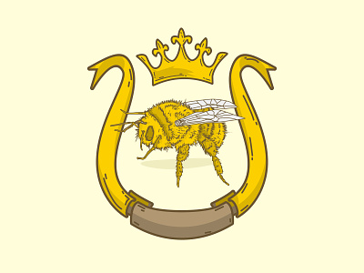 queen bee classic illustration logo animal art banner black decoration design dragon flag gold golden icon illustration isolated ornament pattern sign sun symbol white yellow