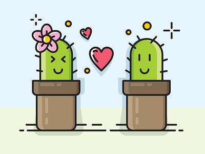 Two cactus who falling in love character vector 3d bin business cartoon concept design garbage green happy holiday icon illustration isolated recycle recycling sign social symbol white word