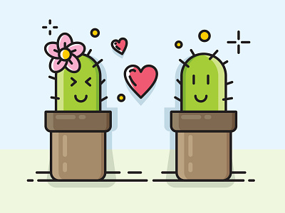 Two cactus who falling in love character vector