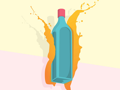 bottle with yellow splash and background vector