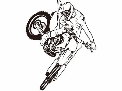 Motocross freestyle illustration vector with black line color