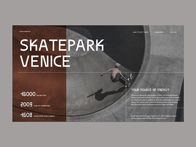 Concept of the skatepark webpage concept mainpage skatepark web