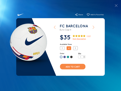 FC Barcelona Futbol add to cart barcelona card checkout futbol modal nike product select shopping soccer ui