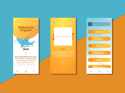 Origami app design graphic design iphone x mobile app mobile ui ui ux vector