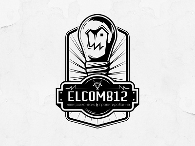 Logo for the electrics service Elcom812 brand bulb electric lamp light logo logotype vintage vintage logo