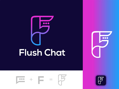 Flush Chat Logo 3d branding chat chat logo design dribbble f chat f chat logo f letter logo icon identity illustration logo logo design logo designer logotype message message logo rakibul62 ui