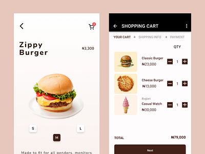 Burger Cart and Product Page