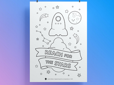 Reach for the Stars Coloring Sheet Poster