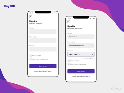 Day 001 - Signup daily ui mobile design signup ui ui