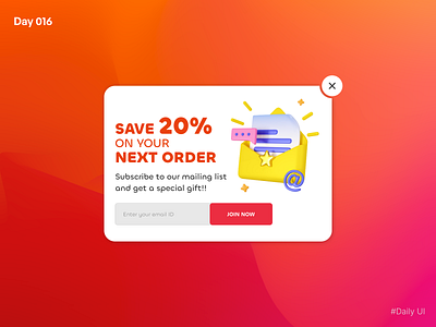 Day 16 -Pop-up 3d elements dailyui newsletter popup popup subscribe ui