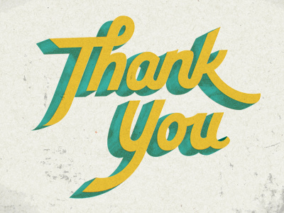 Thank You green illustration lettering paper texture thank you thanks typography vector yellow