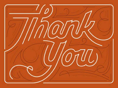 Thank You Too lettering line orange ornate path revision thank you thanks type vector