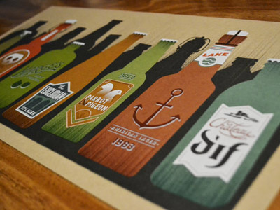 Beer Bottles alcohol beer design illustration label design midcentury typography