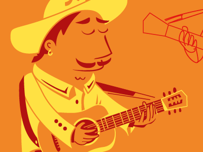 Mariachis WIP character cinco de mayo guitar illustration illustrator mariachi music orange red yellow