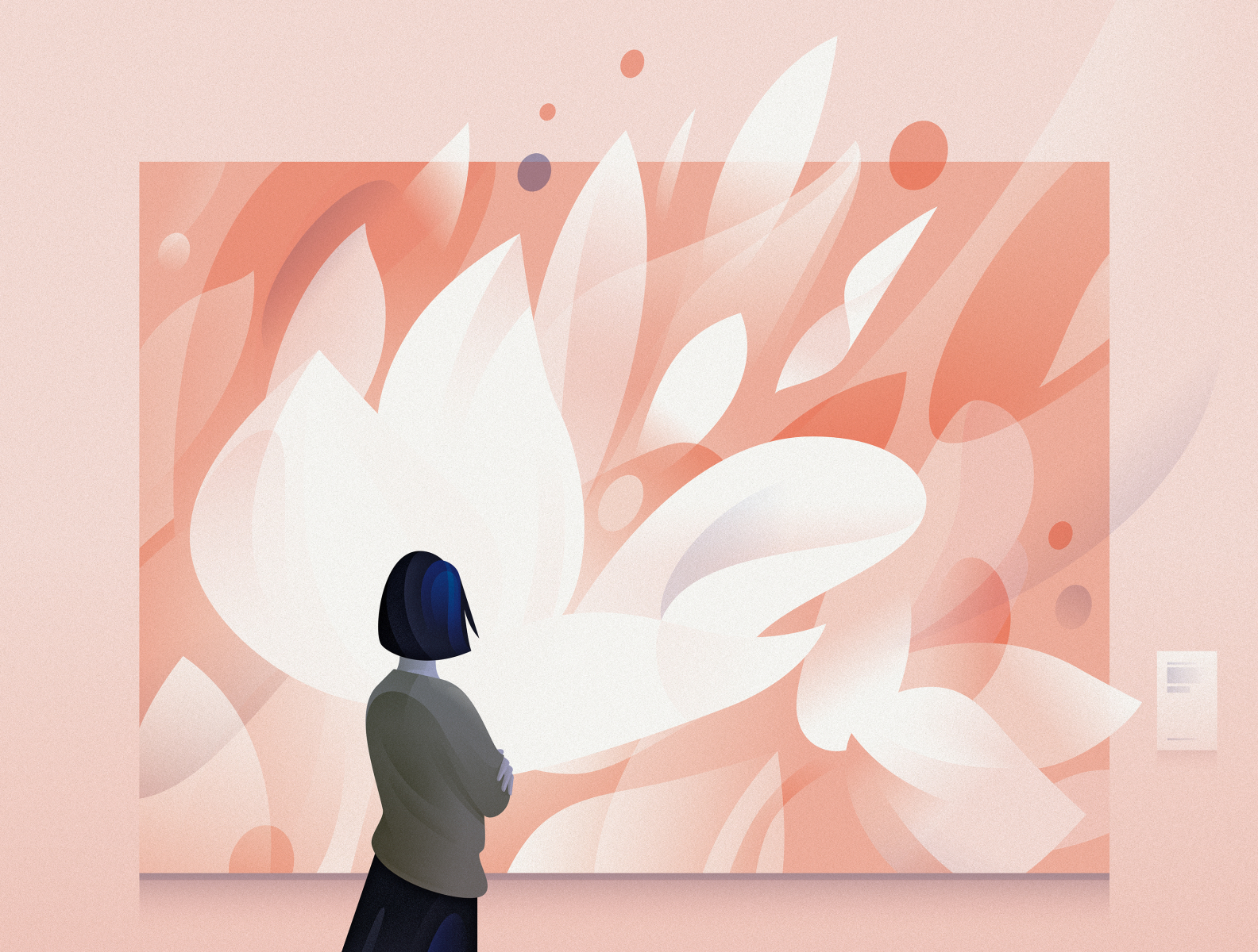 lost spring 1 design 2020 blue pink lost spring painting magnolia flowers art museum illustrator vector illustration