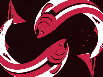 swimming fish animal downtime collective fish illustration native american print red salmon swim texture white