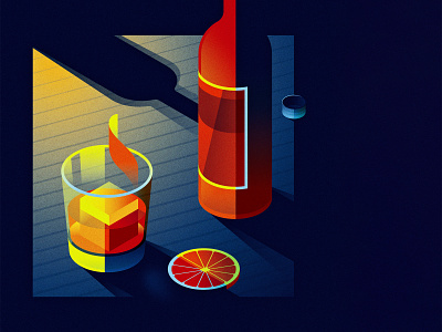 negroni week 2 campari cocktail contrast drink illustration illustrator isometric liquor negroni orange twist vector
